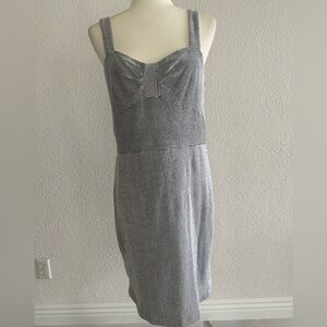 Ann Taylor Classic Gray and White Pinstripes Sundress